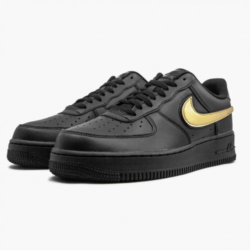 Nike Air Force 1 Černá Metallic Gold Removable Swoosh Pack CT2252 001 Dámské a pánské Běžné boty