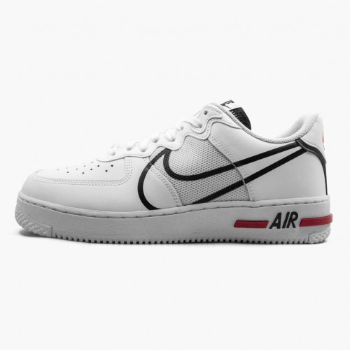 Nike Air Force 1 React White Černá Red CD4366 100 Dámské a pánské Běžné boty