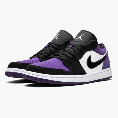 Air Jordan 1 Low "Court Purple" dámské a pánské Běžné boty 553558 125 Bílý černý-Dvorní fialová AJ1 Jordan Tenisky