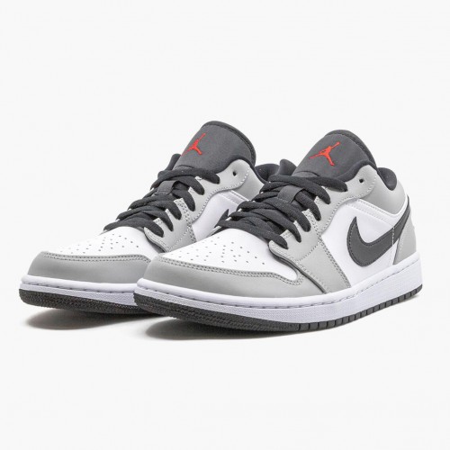 Air Jordan 1 Retro Low Light Smoke Grey dámské a pánské Běžné boty 553558 030 Lt kouřově šedá/tělocvična červeno-bílá AJ1 Jordan Tenisky