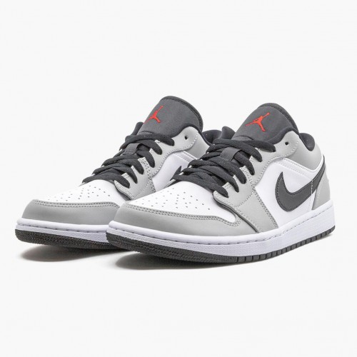 Air Jordan 1 Retro Low "Light Smoke Grey" dámské a pánské Běžné boty 553558 030 Lt kouřově šedá/tělocvična červeno-bílá AJ1 Jordan Tenisky