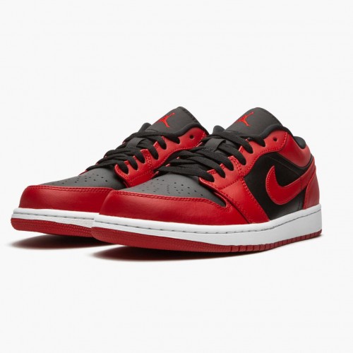 Air Jordan 1 Retro Low "Reverse Bred" dámské a pánské Běžné boty 553558 606 Tělocvična červená/Černá-Tělocvična červená-Bílý AJ1 Jordan Tenisky