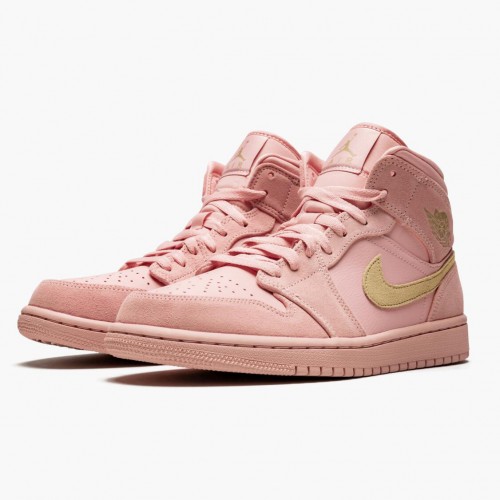 Air Jordan 1 Mid "Coral Gold" dámské a pánské Běžné boty 852542 600 Klubové zlato AJ1 Black Jordan Tenisky