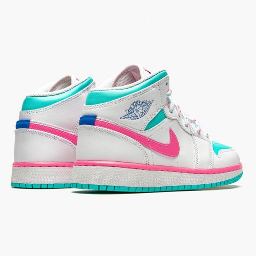 Air Jordan 1 Mid Digital Pink WoPánské Běžné boty Bílá/Digitálně růžová-Aurora Gree 555112 102 AJ1 Jordan Tenisky