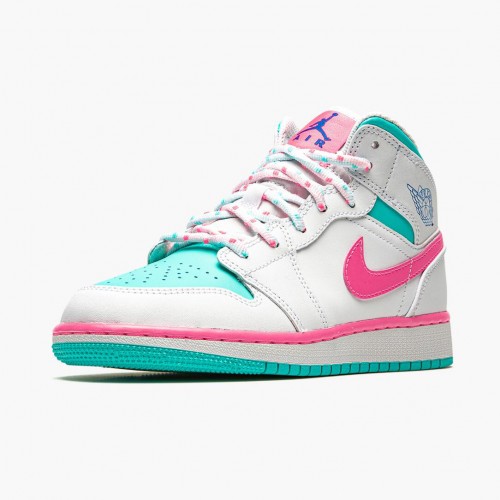 Air Jordan 1 Mid Digital Pink WoPánské Běžné boty Bílá/Digitálně růžová-Aurora Gree 555112 102 AJ1 Jordan Tenisky