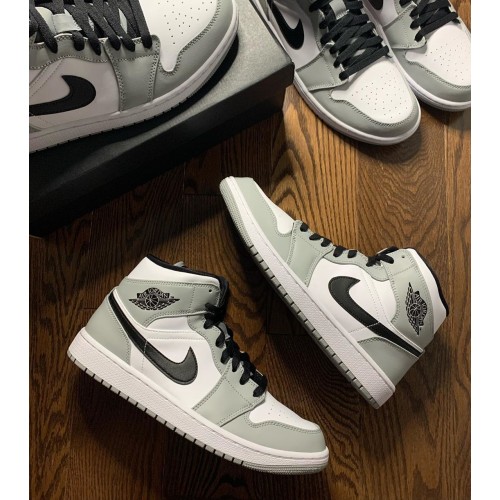 Air Jordan 1 Mid Light Smoke Grey Světle kouřově šedá/černo-bílá 554724 092 Pánské/WoPánské AJ1 Jordan Tenisky