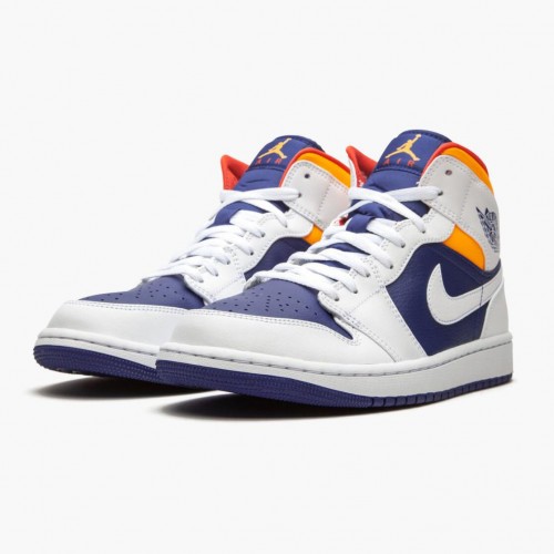 Air Jordan 1 Mid Royal Blue Laser Orange White/Deep Royal Blue/Track Red/Laser Orange 554724-131