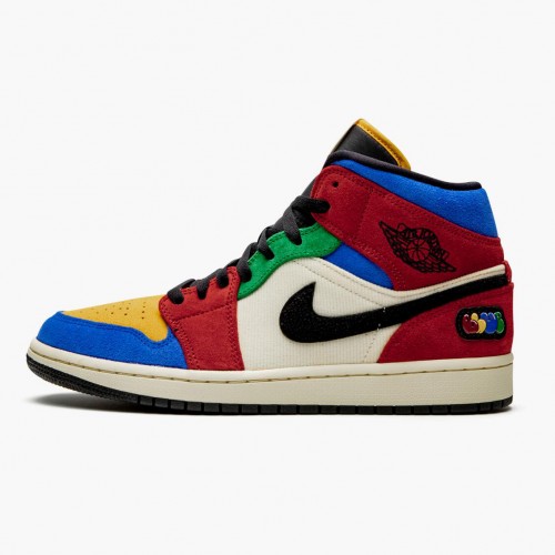 Air Jordan 1 Mid SE "Fearless" Modrá Velká Vícebarevná/Vícebarevná CU2805 100 pánské/dámské AJ1 Jordan Tenisky