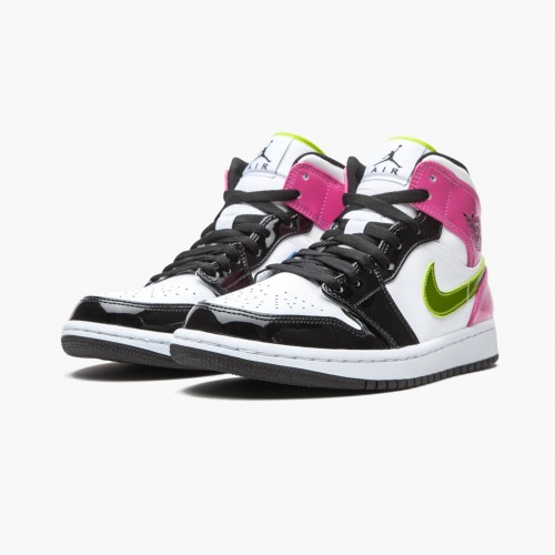 Air Jordan 1 Mid White Black "Cyber Pink" Běžné boty CZ9834 100 AJ1 Tenisky