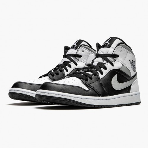 Air Jordan 1 Mid White Shadow dámské a pánské Běžné boty Černá bílá-Lt Kouř Šedá 554724 073 AJ1 Jordan Tenisky