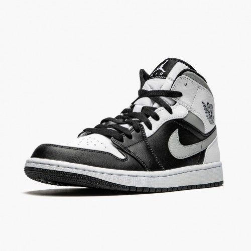 Air Jordan 1 Mid White Shadow dámské a pánské Běžné boty Černá bílá-Lt Kouř Šedá 554724 073 AJ1 Jordan Tenisky