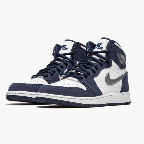 Air Jordan 1 Retro High COJP "Midnight Navy" dámské a pánské Běžné boty Bílá/půlnoční námořnictvo/kovová S DC1788 100 AJ1 Jordan Tenisky