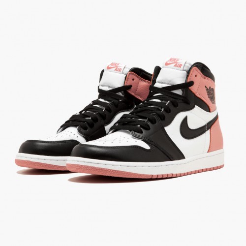 Air Jordan 1 Retro High "Rust Pink" dámské a pánské Běžné boty Bílý černý-Rust Pink 861428 101 AJ1 Jordan Tenisky