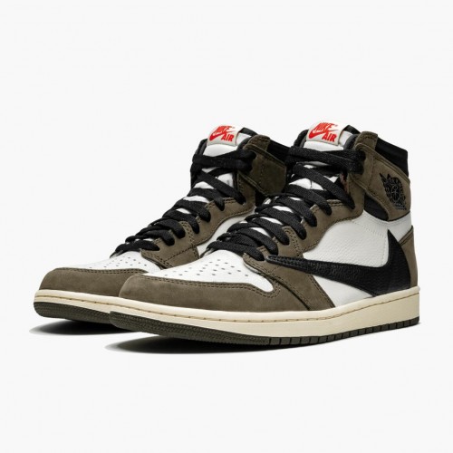 Nike Air Jordan 1 High OG TS SP "Travis Scott" Sail/ Červené CD4487 100 Běžné boty dámské a Pánské AJ1 Tenisky