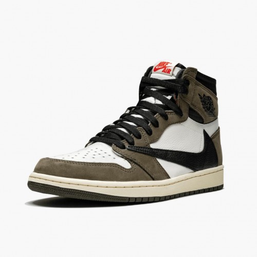 Nike Air Jordan 1 High OG TS SP Travis Scott Sail/ Červené CD4487 100 Běžné boty dámské a Pánské AJ1 Tenisky