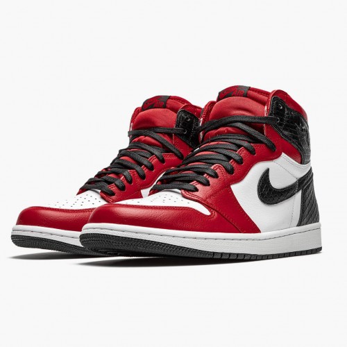 Nike Air Jordan 1 High Retro WMNS "Satin Snake" Tělocvična červená/Whte-Černá Běžné boty CD0461 601 AJ1 dámské a Pánské Tenisky