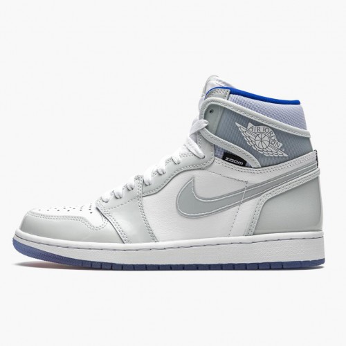 Nike Air Jordan 1 High Zoom "Racer Blue" Bílá/bílá-Racer Modrá Běžné boty AJ1 CK6637 104 Tenisky