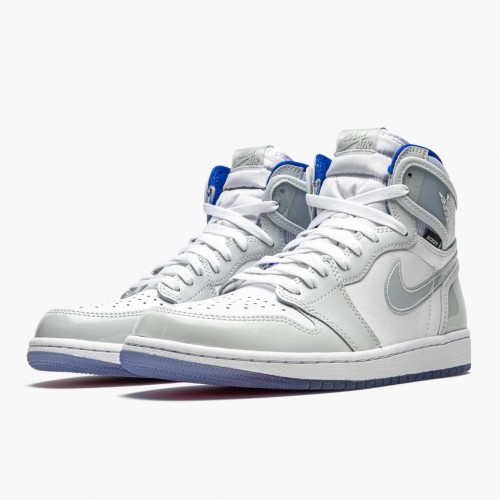 Nike Air Jordan 1 High Zoom "Racer Blue" Bílá/bílá-Racer Modrá Běžné boty AJ1 CK6637 104 Tenisky