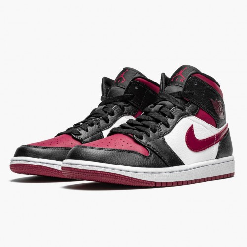 Air Jordan 1 Mid Bred Toe Black/Gym Red/White  554724-066