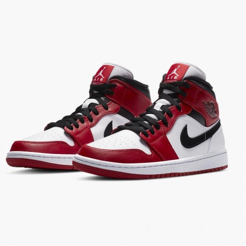 Nike Air Jordan 1 Mid "Chicago 2020" Bílý/Tělocvična červená-Černá Běžné boty 554724 173 AJ1 dámské a Pánské Tenisky