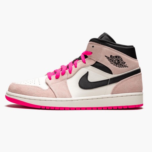 Nike Air Jordan 1 Mid Crimson Tint Crimson Tint/Hyper Růžový-Černá Běžné boty 852542 801 AJ1 dámské a Pánské Tenisky