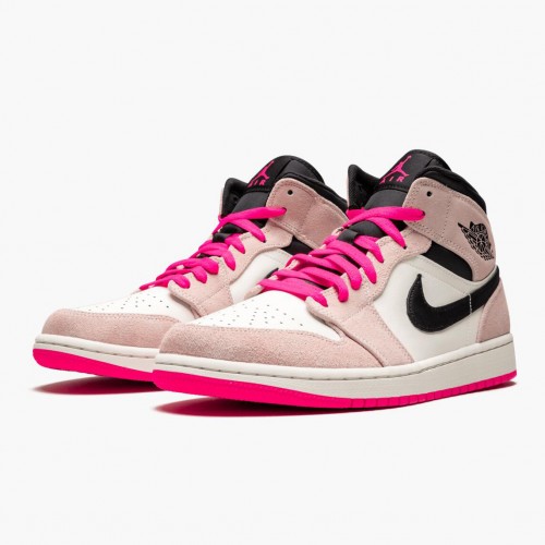 Nike Air Jordan 1 Mid "Crimson Tint" Crimson Tint/Hyper Růžový-Černá Běžné boty 852542 801 AJ1 dámské a Pánské Tenisky