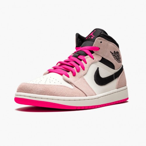 Nike Air Jordan 1 Mid Crimson Tint Crimson Tint/Hyper Růžový-Černá Běžné boty 852542 801 AJ1 dámské a Pánské Tenisky