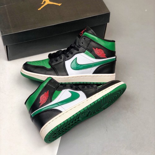 Nike Air Jordan 1 Mid "Pine Green" Černá/Gym Red-Bílý-Borovice Zelená Běžné boty 554724 067 AJ1 Tenisky