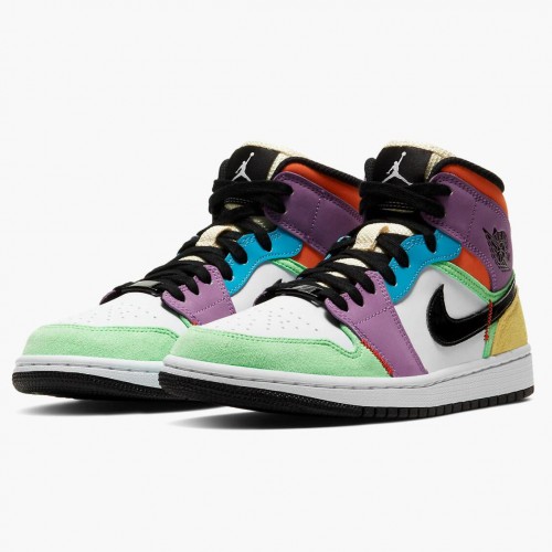 Nike Air Jordan 1 Mid SE "Multicolor" Bílý/Černá/Lightbulb/ Ora Běžné boty CW1140 100 AJ1 Tenisky