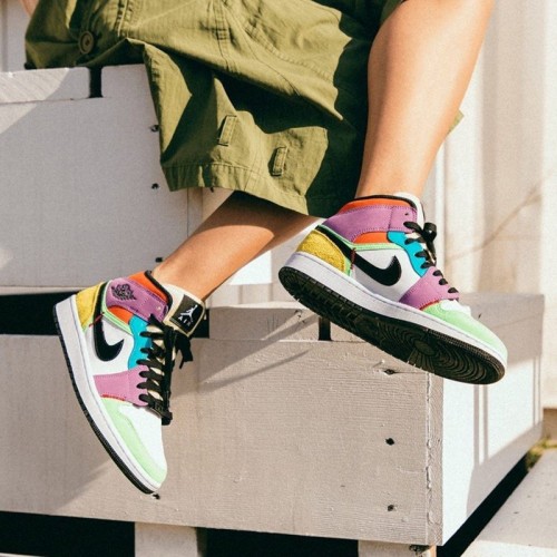 Nike Air Jordan 1 Mid SE "Multicolor" Bílý/Černá/Lightbulb/ Ora Běžné boty CW1140 100 AJ1 Tenisky