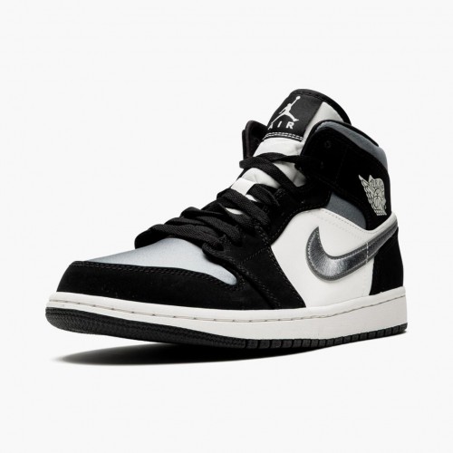 Air Jordan 1 Mid Satin Grey Toe Black/Anthracite Sail  852542-011