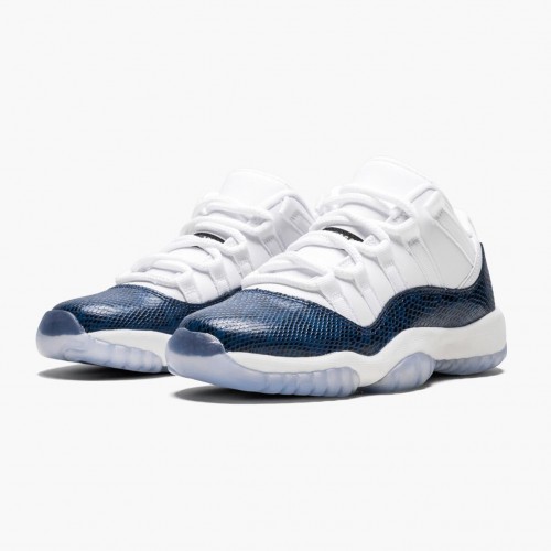 Air Jordan 11 Low "Navy Snakeskin" Pánské Běžné boty CD6847 102 Bílá Černá-Navy AJ11 Black Jordan Tenisky