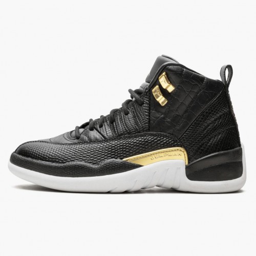 Air Jordan 12 Retro "Reptile" dámské a Pánské AJ12 Běžné boty AO6068 007 Černá/Metallic-Zlato Bílý Jordan Tenisky