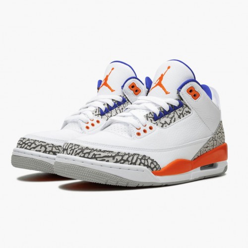 Air Jordan 3 Retro "Knicks" dámské a Pánské Běžné boty 136064 148 Bílý/ Královský Univerzita Ora AJ3 Jordan Tenisky