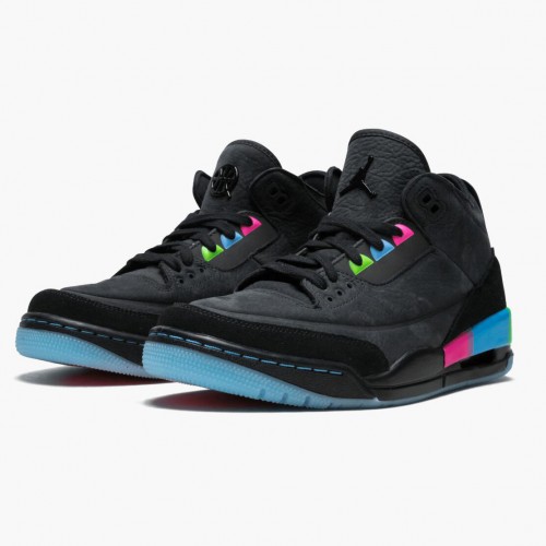 Air Jordan 3 Retro "Quai54" dámské a Pánské Běžné boty AT9195 001 Černá/Černá-Electric Zelená AJ3 Jordan Tenisky