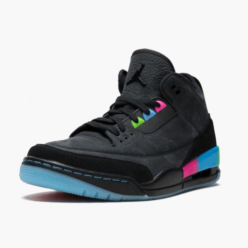 Air Jordan 3 Retro Quai54 dámské a Pánské Běžné boty AT9195 001 Černá/Černá-Electric Zelená AJ3 Jordan Tenisky