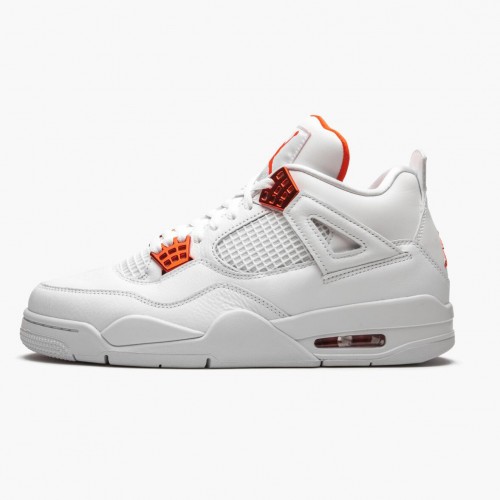 Air Jordan 4 Retro "Metallic Orange" dámské a pánské Běžné boty CT8527 118 Bílá/týmová oranžová-Metallic Sil AJ4 Jordan Tenisky