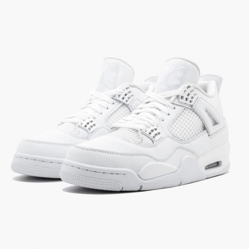 Air Jordan 4 Retro Pure Money dámské a Pánské Běžné boty 308497 100 Bílý/Kovový stříbrný AJ4 Jordan Tenisky