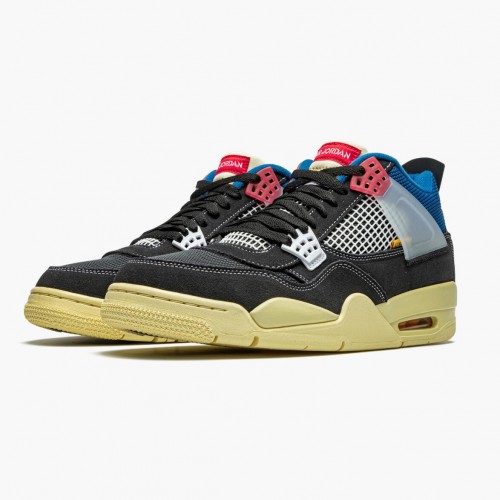 Air Jordan 4 Retro Union Off Noir dámské a Pánské Běžné boty DC9533 001 Off Noir/Brigáda modrá-Dark Smo AJ4 Jordan Tenisky