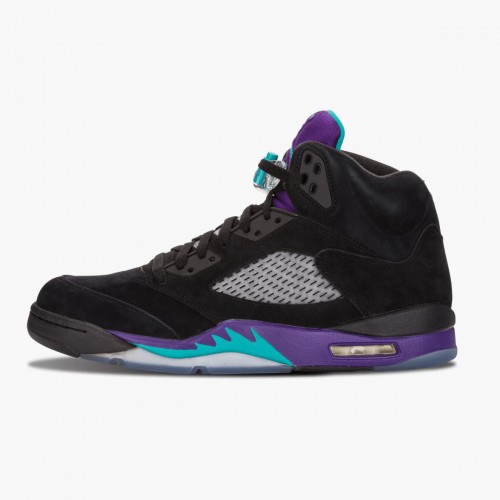 Air Jordan 5 Retro Black Grape dámské a pánské Běžné boty Černá/Nový Emerald-Grape Ice 136027 007 AJ5 Jordan Tenisky