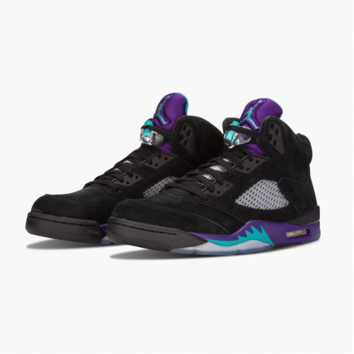 Air Jordan 5 Retro Black Grape dámské a pánské Běžné boty Černá/Nový Emerald-Grape Ice 136027 007 AJ5 Jordan Tenisky