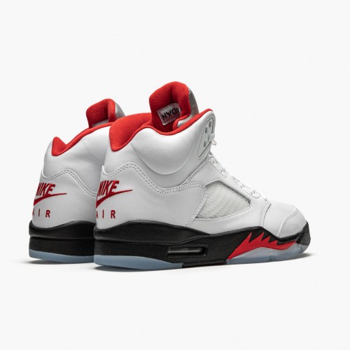 Air Jordan 5 Retro Fire Red Silver Tongue Pánské Běžné boty Skutečná bílá/Ohnivě červená-Černá DA1911 102 AJ5 Jordan Tenisky