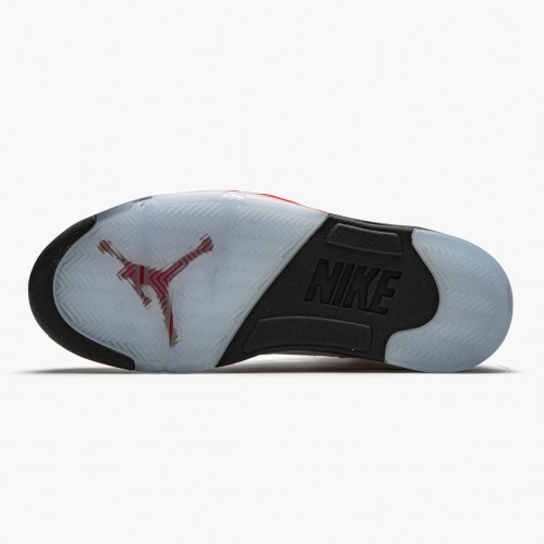 Air Jordan 5 Retro "Fire Red Silver Tongue" Pánské Běžné boty Skutečná bílá/Ohnivě červená-Černá DA1911 102 AJ5 Jordan Tenisky
