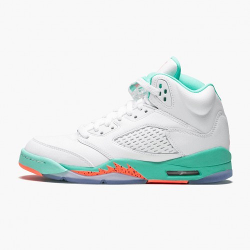 Air Jordan 5 Retro Light Aqua dámské a Pánské Běžné boty Bílý/Karmínový puls-Aqua 440892 100 AJ5 Jordan Tenisky