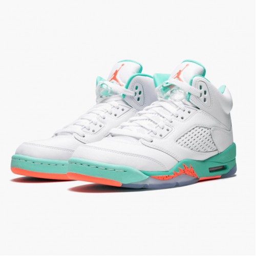 Air Jordan 5 Retro "Light Aqua" dámské a Pánské Běžné boty Bílý/Karmínový puls-Aqua 440892 100 AJ5 Jordan Tenisky