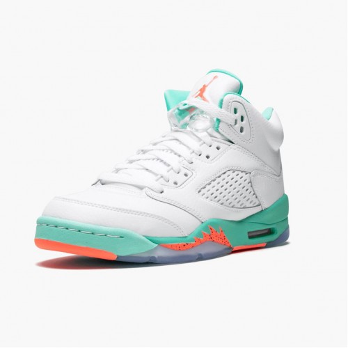 Air Jordan 5 Retro Light Aqua White/Crimson Pulse-Light Aqua  440892-100