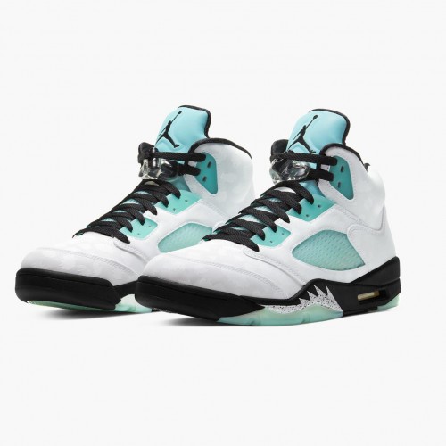 Air Jordan Retro 5 "Island Green" dámské a pánské Běžné boty Bílý černý-Bílý-Zelený ostrov CN2932 100 AJ5 Jordan Tenisky