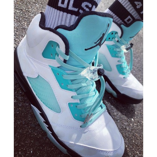 Air Jordan Retro 5 "Island Green" dámské a pánské Běžné boty Bílý černý-Bílý-Zelený ostrov CN2932 100 AJ5 Jordan Tenisky