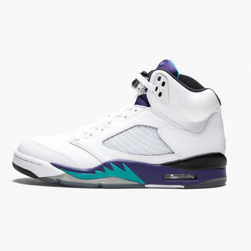 Nike Air Jordan 5 Retro Grape Bílý/New Emerald-Grp Ice-Blk pánské Běžné boty 136027 108 AJ5 Tenisky