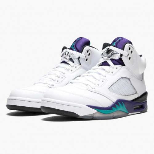 Nike Air Jordan 5 Retro "Grape" Bílý/New Emerald-Grp Ice-Blk pánské Běžné boty 136027 108 AJ5 Tenisky